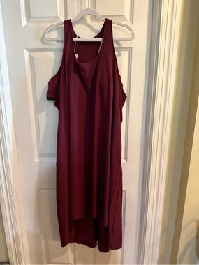 HALARA Cold-Shoulder High-Low Midi Dress - Burgundy